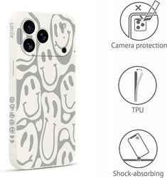 Etui Pnakqil iPhone 17 Air, silikonowe, szaro-białe uśmiechy smiley pudełko