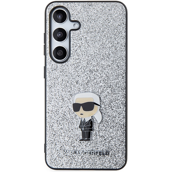 KARL LAGERFELD KLHCS24MGCNPSG S24+ S926 SREBRNY/SILVER HARDCASE FIXED GLITTER IKONIK LOGO METAL PIN