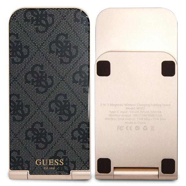 Guess składana ład. indukcyjna2w1 GUDCFAL4PEGK 15W czarny/black 4G Pattern MagSafe
