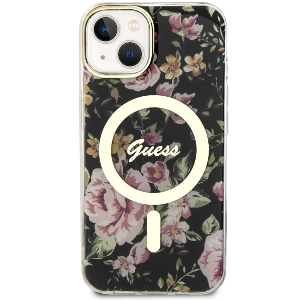 Guess GUHMP14MHCFWSK iPhone 14 Plus/ 15 Plus 6.7" czarny/black hardcase Flower MagSafe