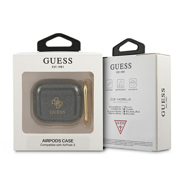 Guess GUA3UCG4GK AirPods 3 coverczarny/black Glitter Collection