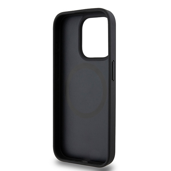 DKNY DKHMP15LPSHRPSK iPhone 15 Pro6.1" czarny/black hardcase Leather Pattern Monogram Metal Logo MagSafe