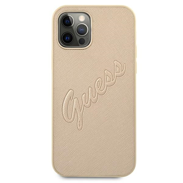 Guess GUHCP12LRSAVSLG iPhone 12 ProMax 6,7" złoty/gold hardcase Saffiano Vintage Script