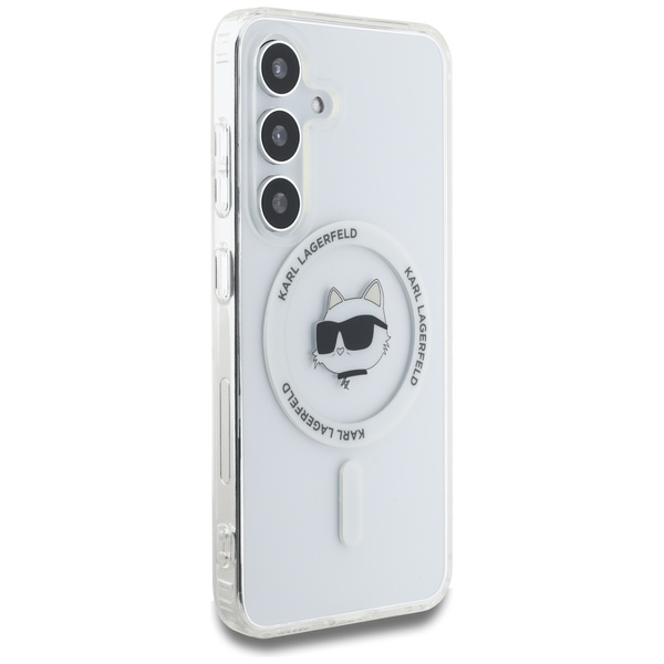 Etui Karl Lagerfeld Button Choupette     Head Printed Logo MagSafe do Samsung Galaxy S25+ biały