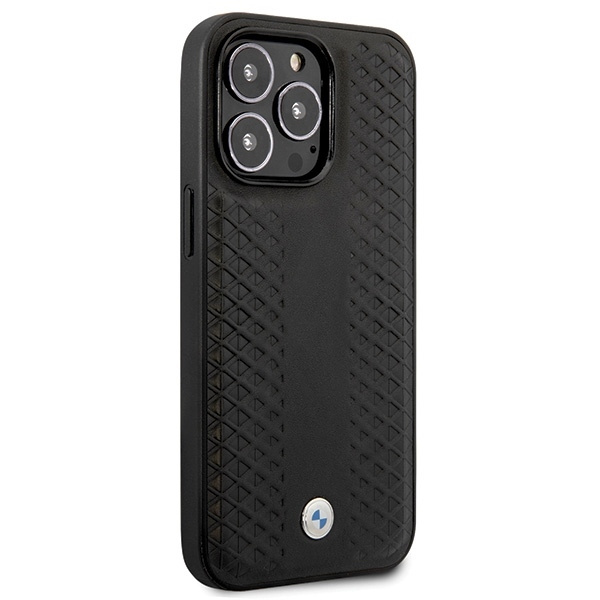 Etui BMW Leather Diamond Pattern na iPhone 14 Pro - czarne