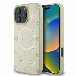 Guess GUHMP16LPSAPSMED iPhone 16 Pro6.3" złoty/gold hardcase Saffiano Peony Classic Logo MagSafe