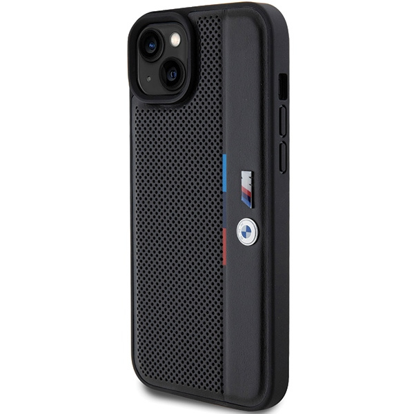 Etui BMW Perforated Tricolor Line na iPhone 15 Plus / 14 Plus - czarne