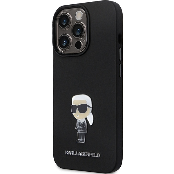 Karl Lagerfeld KLHCP13XSMHKNPK case for iPhone 13 Pro Max - black Silicone Ikonik Metal Pin