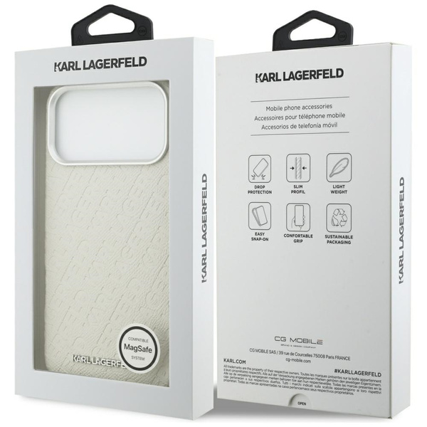 Etui Karl Lagerfeld FW Stamped Karl MagSafe do iPhone 17 Pro Max beżowy