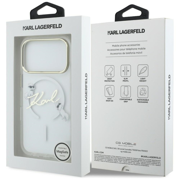 Etui Karl Lagerfeld IML Choupettes Karl  Script Logo MagSafe do iPhone 17 Pro przezroczysty