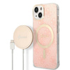 Zestaw Guess GUBPP14MH4EACSP Case+ Charger iPhone 14 Plus / 15 Plus 6.7" różowy/pink hard case 4G Print MagSafe