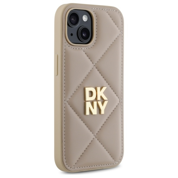 DKNY DKHCP15SPQDSLE iPhone 15 6.1"       beżowy/beige Quilted Stack Logo