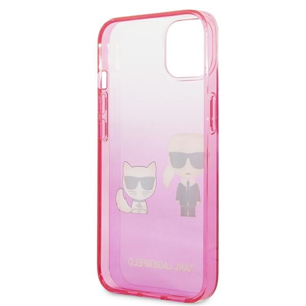 Etui Karl Lagerfeld Gradient Ikonik Karl&Choupette na iPhone 13 mini - różowe