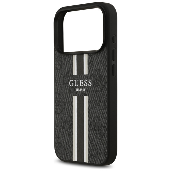 Etui Guess 4G Printed Stripes MagSafe do iPhone 17 Pro czarny