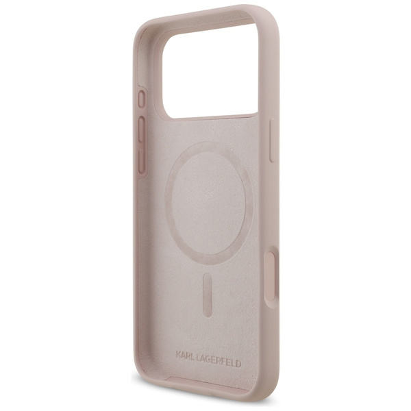 Etui Karl Lagerfeld Silicone             Karl&Choupette Ring MagSafe do iPhone 17 Pro Max różowy