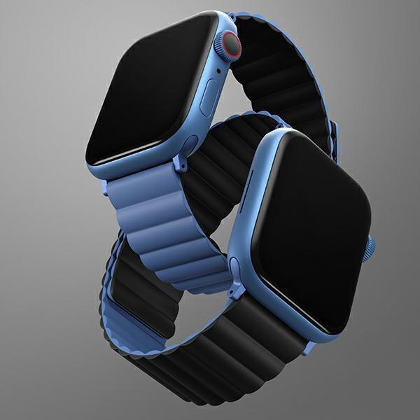 UNIQ pasek Revix Apple Watch Series1/2/3/4/5/6/7/8/9/SE/SE2 38/40/41mm. Reversible Magnetic czarny-niebieski/black-blue