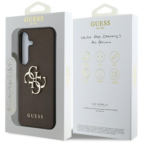 Etui Guess Grained Big 4G Logo Small      Classic Logo do Samsung Galaxy S25 Plus brązowy