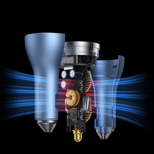 Baseus ładowarka samochodowa Golden Contactor Pro Triple Fast 1x USB 2x USB-C 65W szary
