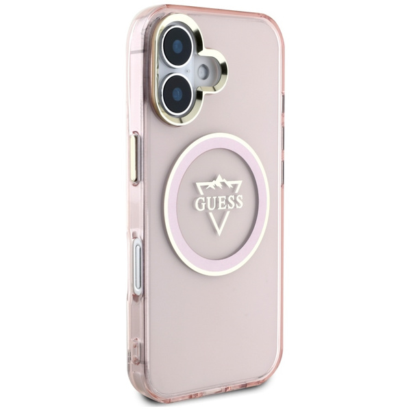 Etui Guess IML Metal Mountain Logo       MagSafe do iPhone 16 różowy