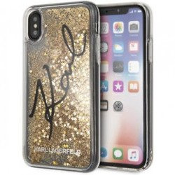 KARL LAGERFELD HARD CASE SIGNATURE LIQUID GLITTER SEQUINS KLHCPXTRKSIGGO IPHONE X / XS ZŁOTY