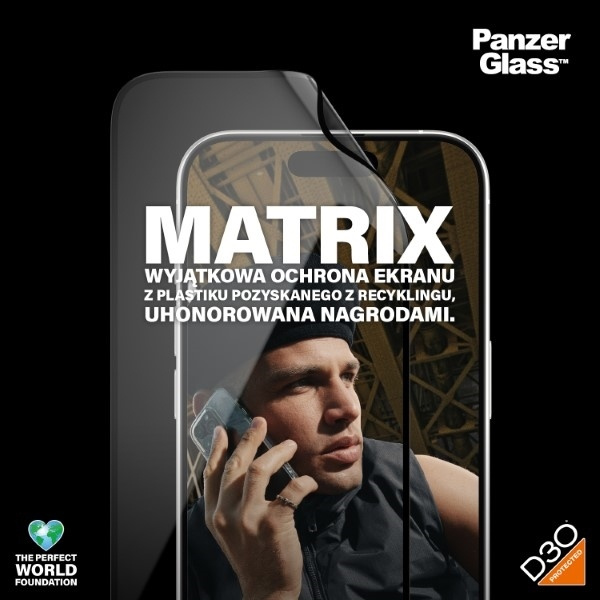 PanzerGlass Matrix D3O UWF iPhone 15 Pro 6.1" Ultra-Wide-Fit rPET Screen Protection Easy Aligner Included 2818 hybryda