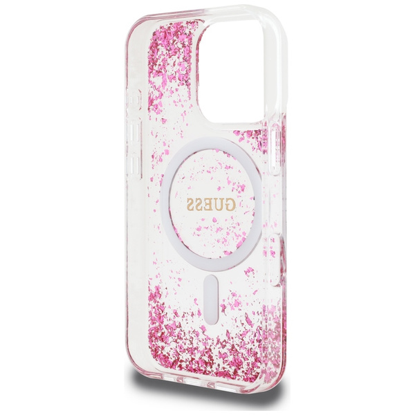 Etui Guess HC Resin Bottom Glitter do    iPhone 16 Pro Max MagSafe różowy