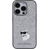Etui Karl Lagerfeld Fixed Glitter Choupette Logo Metal Pin do iPhone 15 Pro Max - srebrne