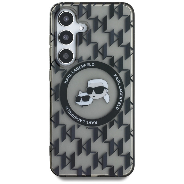 Etui Karl Lagerfeld Button                Karl&Choupette Heads On KL Pattern MagSafe do Samsung Galaxy S25 czarny