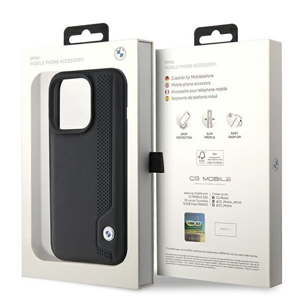 Etui BMW Leather Blue Dots na iPhone 15 Pro Max - czarne