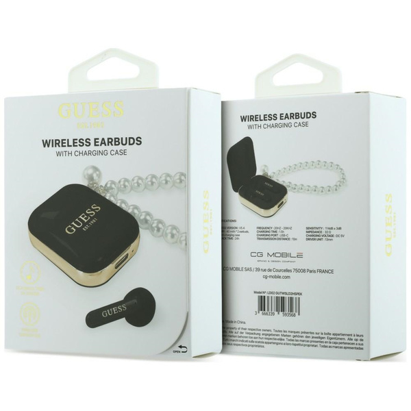 Słuchawki TWS Guess Pearl Strap czarny