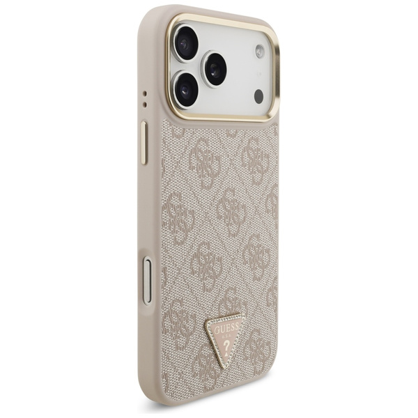 Etui Guess 4G Triangle Logo & Big Strap  Metal Buttons MagSafe do iPhone 17 Pro Max różowy