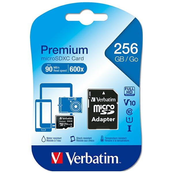 Verbatim Karta microSDXC 256GB V10+ adapter czarny/black 44087