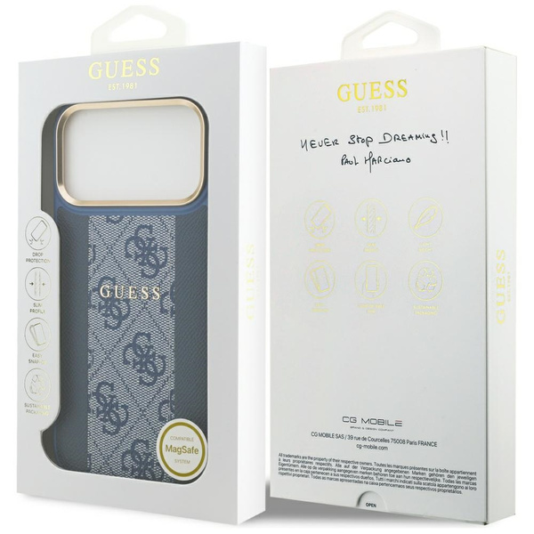 Etui Guess 4G Stripe MagSafe do iPhone   17 Pro Max niebieski