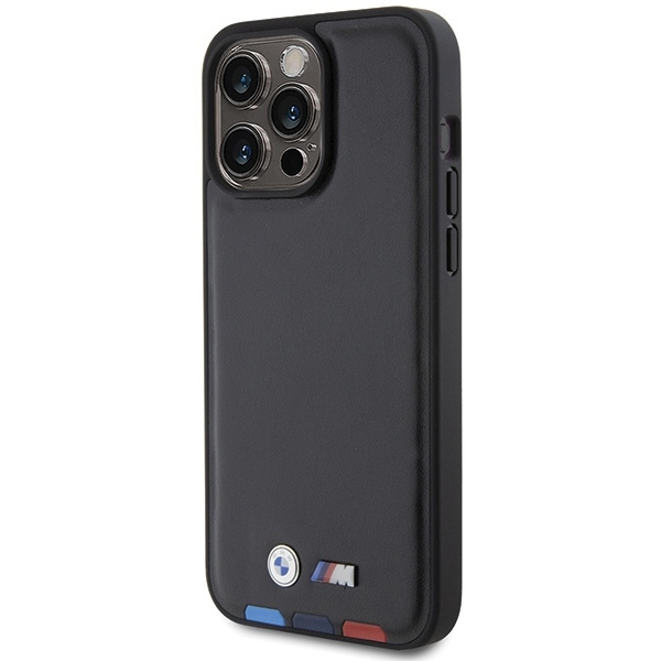 Etui BMW Leather Stamp Tricolor do iPhone 15 Pro Max - czarne