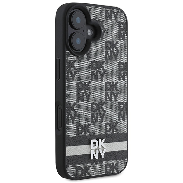DKNY DKHCP16SPCPTSSK iPhone 16 6.1"6.1" czarny/black hardcase Checkered Pattern & Printed Stripes