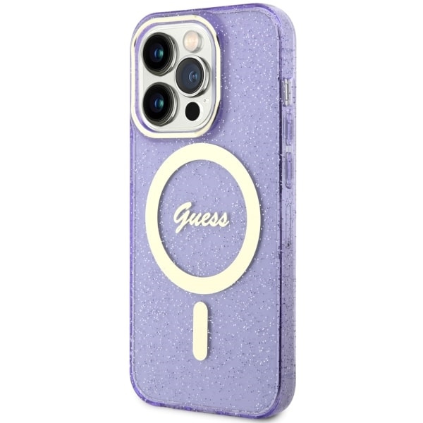 Guess GUHMP14LHCMCGU iPhone 14 Pro 6.1"purpurowy/purple hardcase Glitter Gold MagSafe