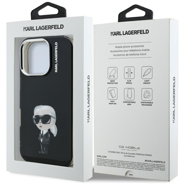 Etui Karl Lagerfeld IML Aquarelle Karl & Logo MagSafe do iPhone 16 Pro czarny