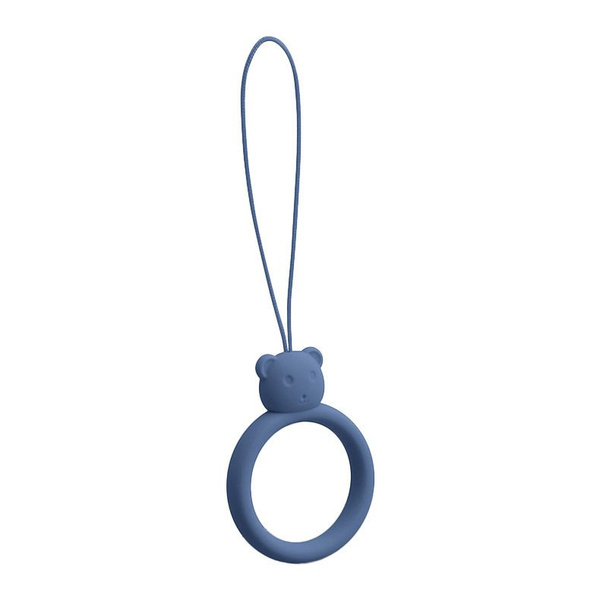 SILICONE PHONE LANYARD RING BEAR NAVY BLUE
