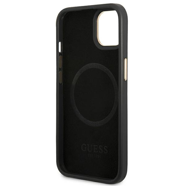 Guess GUHMP14MU4GPRK iPhone 14 Plus / 15 Plus 6.7" czarny/black hard case 4G Logo Plate MagSafe
