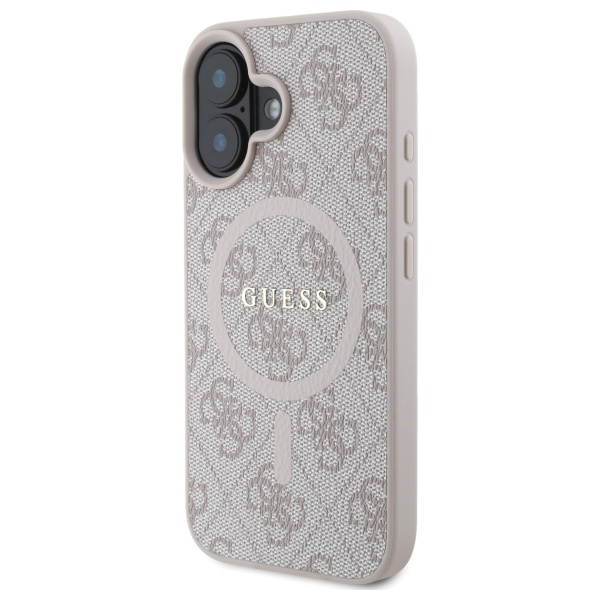Guess GUHMP16SG4GFRP iPhone 16 6.1" różowy/pink hardcase 4G Ring Classic Logo MagSafe