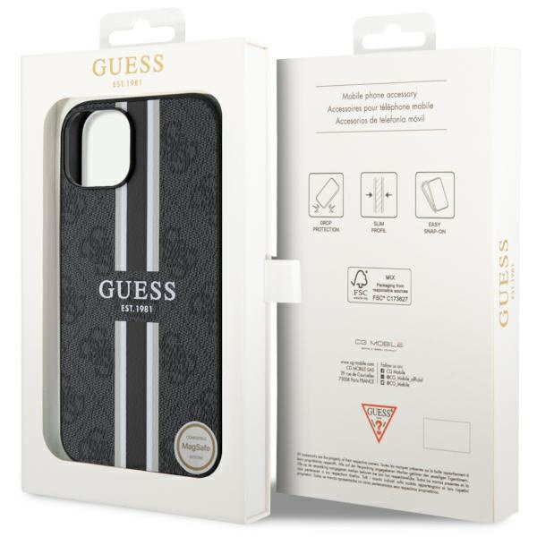 Guess GUHMP14MP4RPSK iPhone 14 Plus / 15 Plus 6.7" czarny/black hardcase 4G Printed Stripes MagSafe