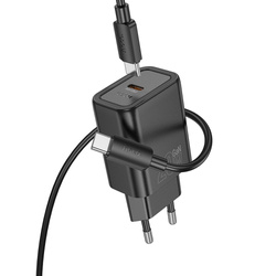 Ładowarka sieciowa do telefonu Hoco USB C QC PD 20W + kabel USB C do Lightning N60 czarna