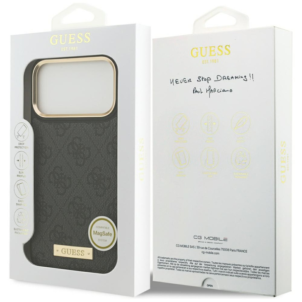 Etui Guess 4G Logo Plate MagSafe do      iPhone 17 Pro Max czarny