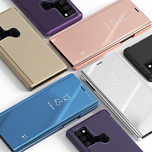 Clear View Case futerał etui z klapką Samsung Galaxy A12 / Galaxy M12 czarny