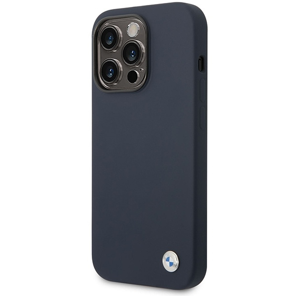 Case BMW BMHMP14LSILNA iPhone 14 Pro 6.1" navy blue/navy Silicone Metal Logo MagSafe