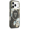 Etui Guess IML Glitter Flowers Triangle  MagSafe do iPhone 17 Pro Max czarny
