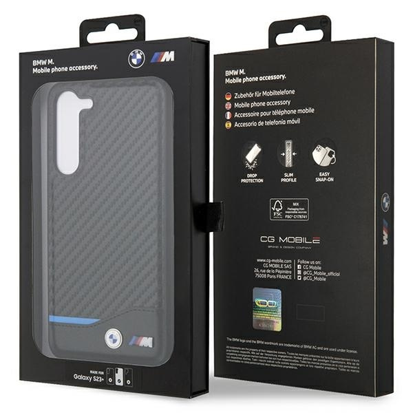 Etui BMW Leather Carbon na Samsung Galaxy S23+ - czarne