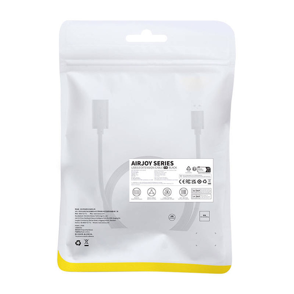 Przedłuzacz Baseus USB 3.0 męski do żeński, AirJoy series, 1m (czarny)