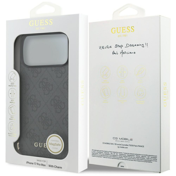 Etui Guess 4G Charms Collection MagSafe  do iPhone 17 Pro Max czarny