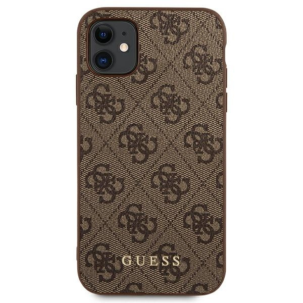 Guess GUHCN61G4GFBR iPhone 11 / Xr 6,1"brązowy/brown hard case 4G Metal Gold Logo